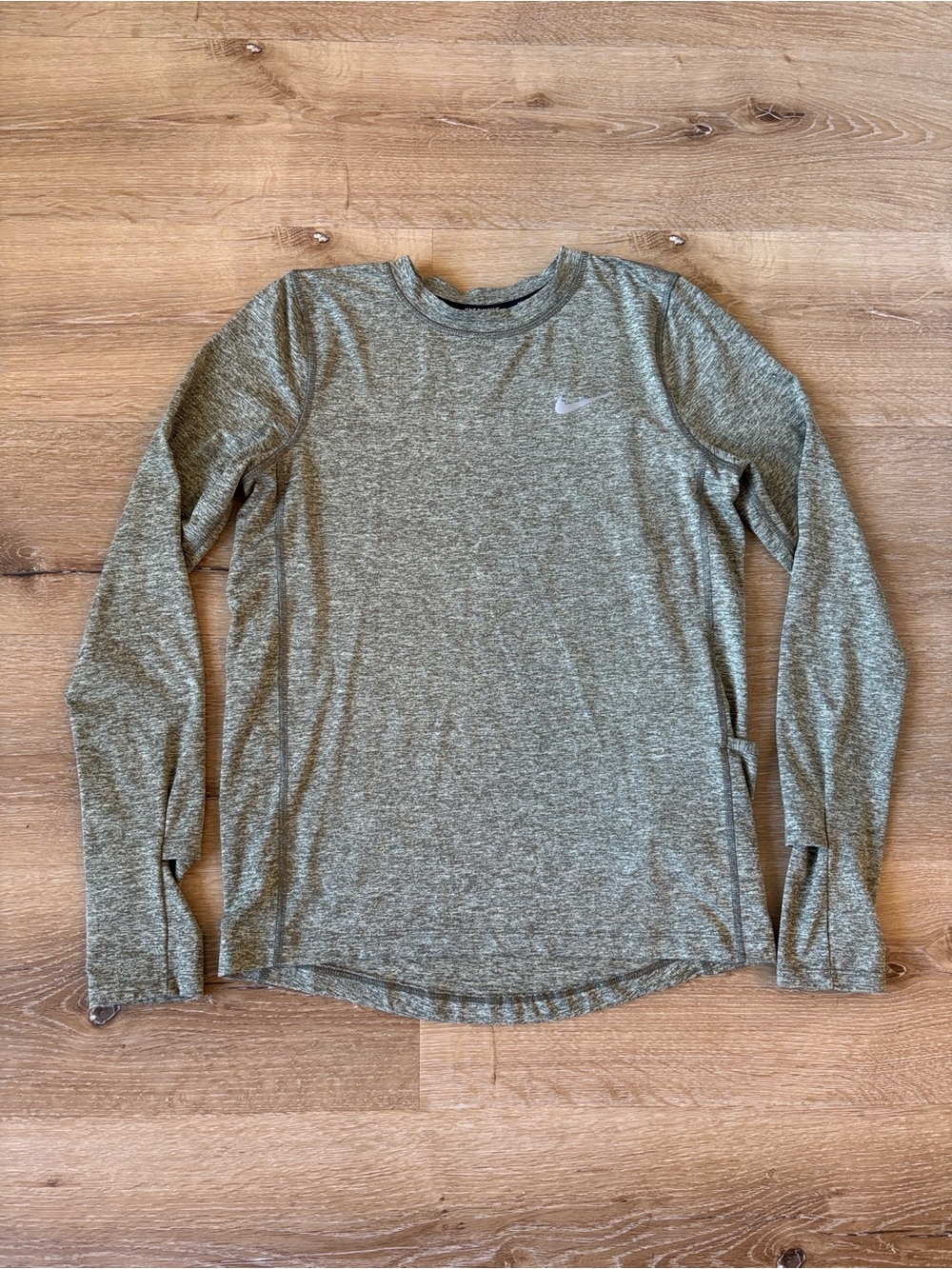 Nike Heather Olive Green Dri Fit Running Long Sleeve